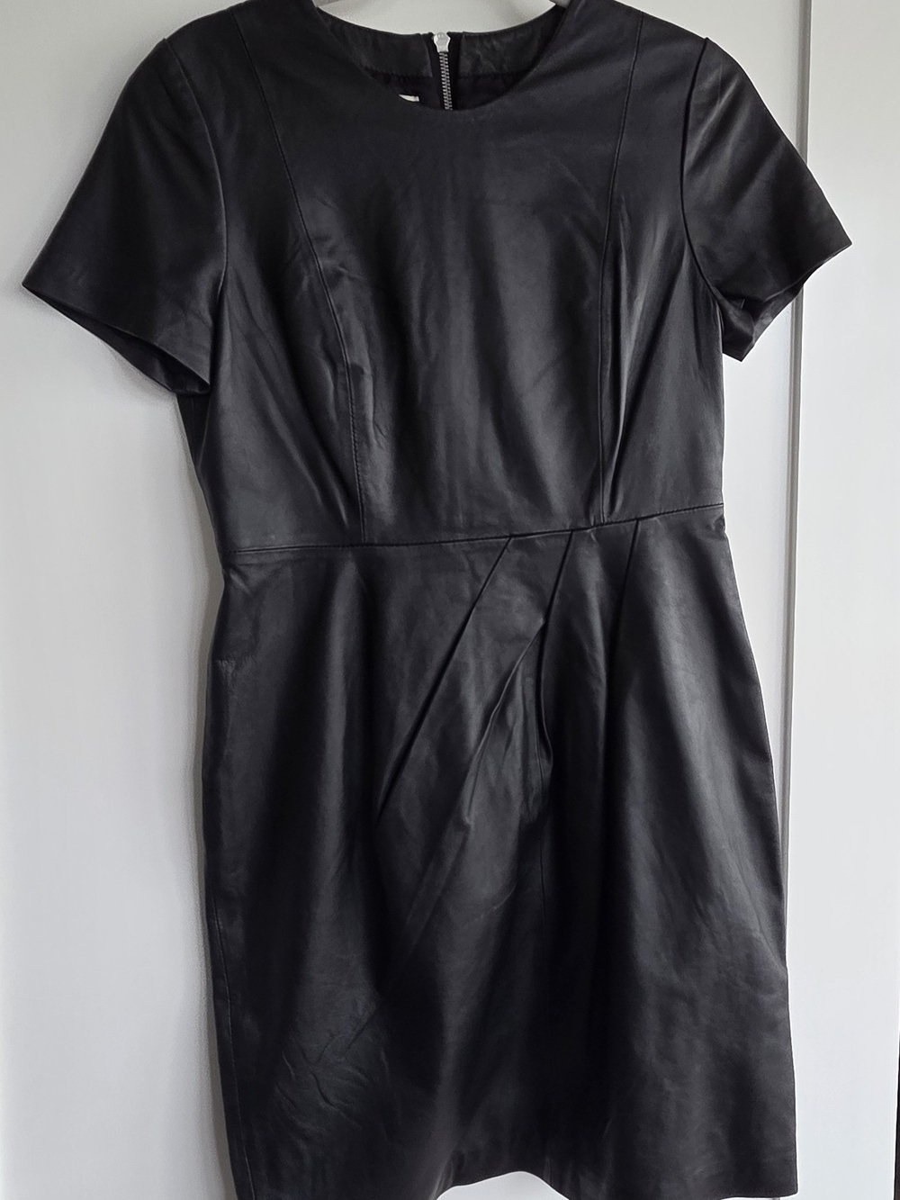 By Malene Birger Black Short-Sleeve Leather Mini Dress